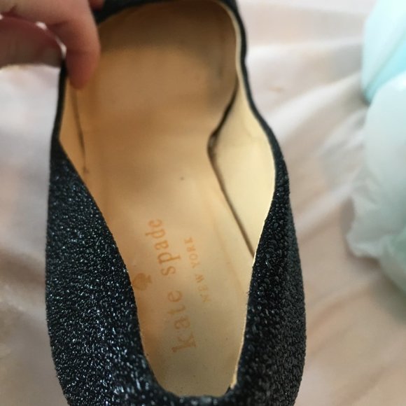 kate spade black glitter heels shoes size 6.5 *PLEASE READ* - Picture 7 of 15